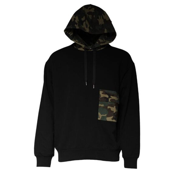 Dolce & Gabbana Black Camouflage Hooded Sweatshirt Men's Sweater